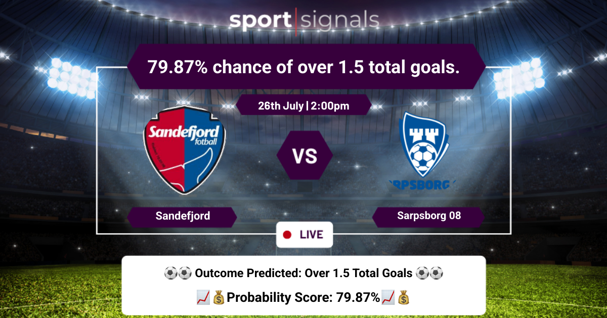 Sandefjord vs Sarpsborg 08
Sandefjord vs Sarpsborg 08, Over 1.5 goals expected