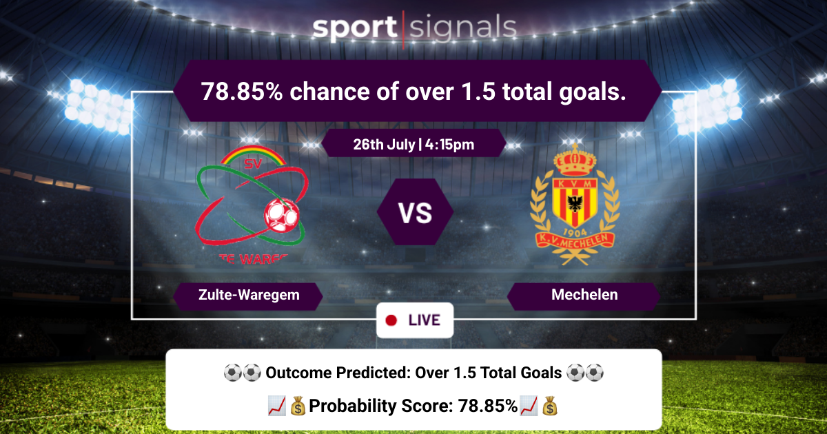 Zulte-Waregem vs Mechelen
Zulte-Waregem vs Mechelen, Over 1.5 goals expected