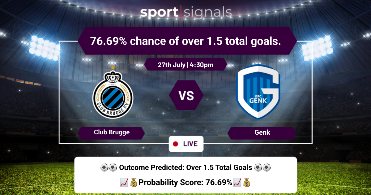 Club Brugge vs Genk
Club Brugge vs Genk, Over 1.5 goals expected