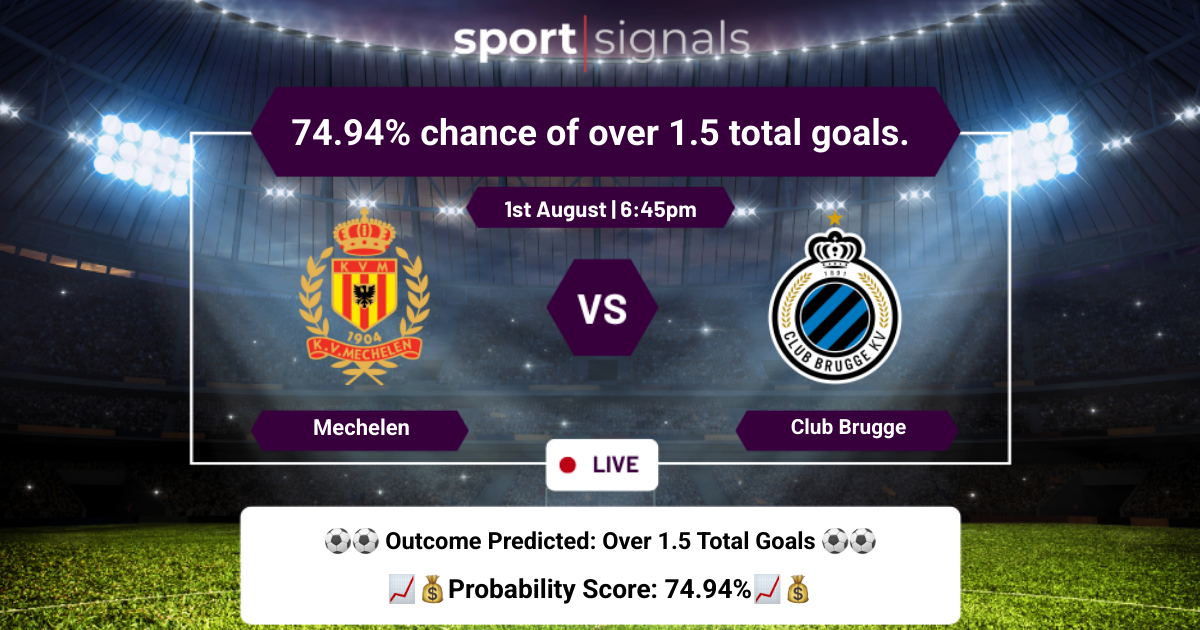 Mechelen vs Club Brugge
Mechelen vs Club Brugge, Over 1.5 goals expected