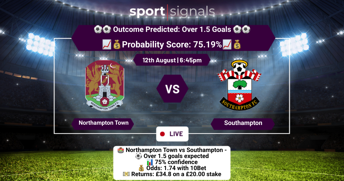 Northampton Town vs Southampton
Over 1.5 Goals