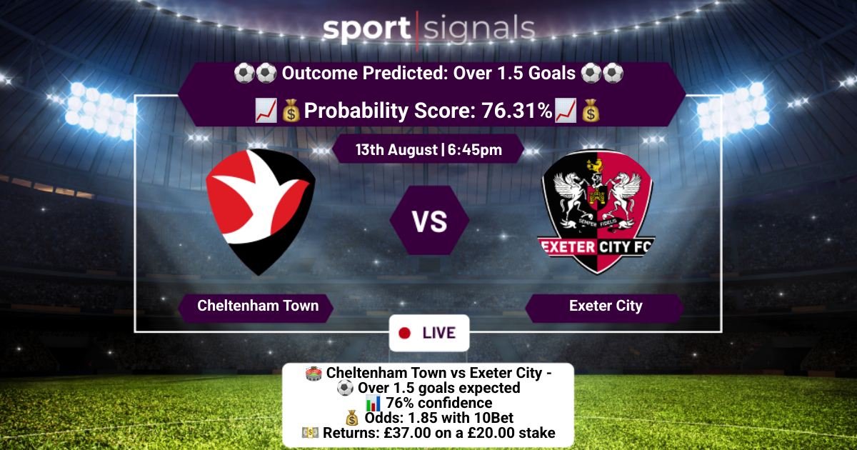 Cheltenham Town vs Exeter City
Over 1.5 Goals