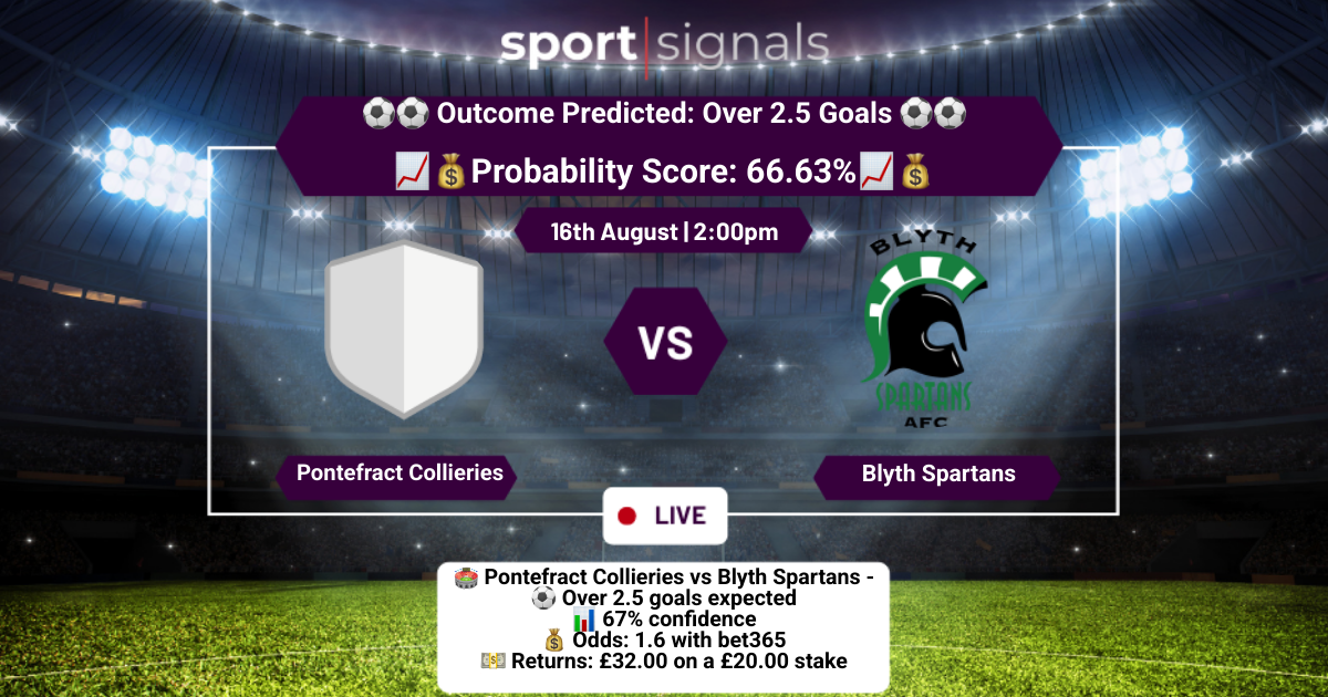 Pontefract Collieries vs Blyth Spartans
Over 2.5 Goals