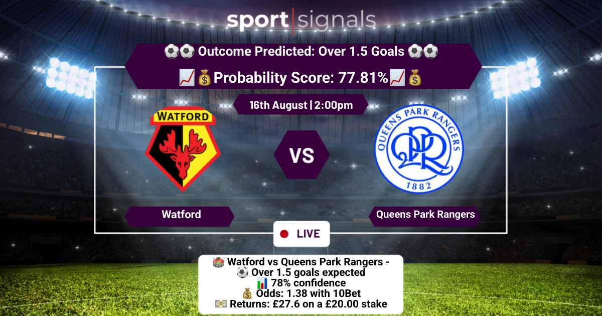 Watford vs Queens Park Rangers
Over 1.5 Goals