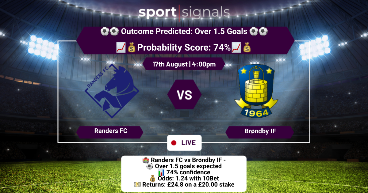 Randers FC vs Brøndby IF
Over 1.5 Goals