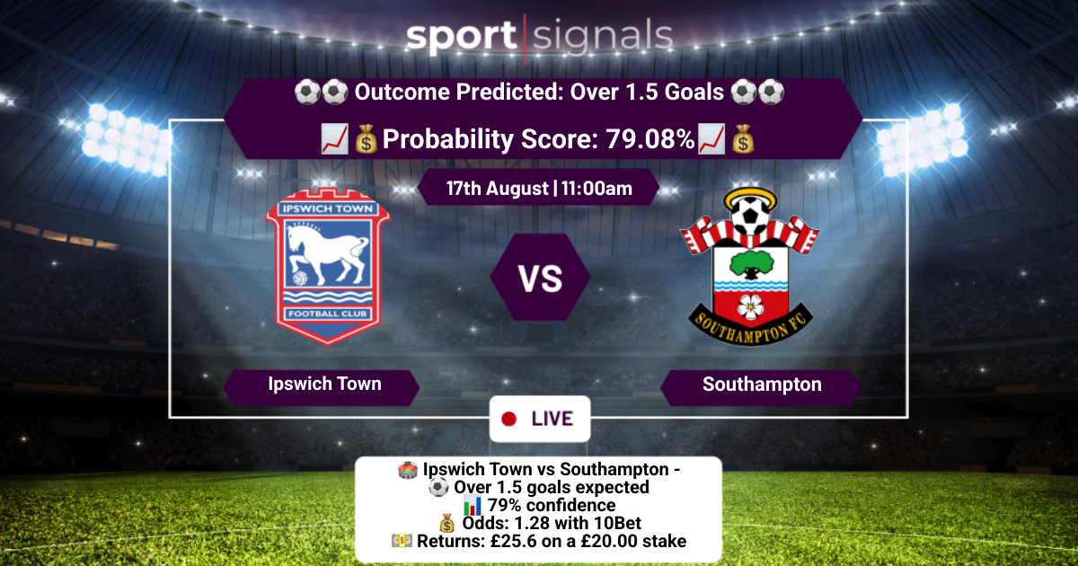 Ipswich Town vs Southampton
Over 1.5 Goals