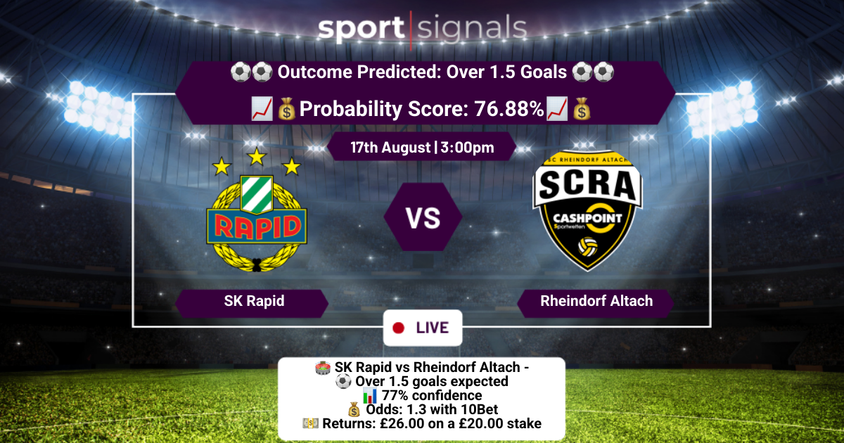 SK Rapid vs Rheindorf Altach
Over 1.5 Goals
