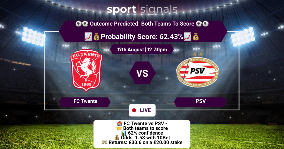 FC Twente vs PSV
Both Teams To Score