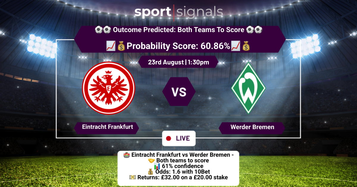 Eintracht Frankfurt vs Werder Bremen
Both Teams To Score