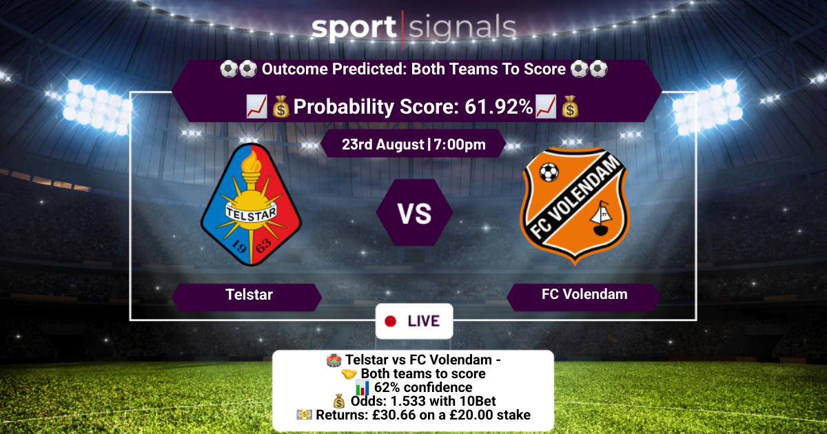 Telstar vs FC Volendam
Both Teams To Score