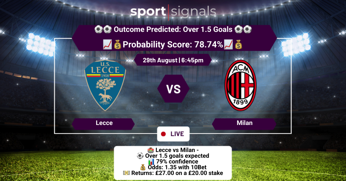 Lecce vs Milan
Over 1.5 Goals