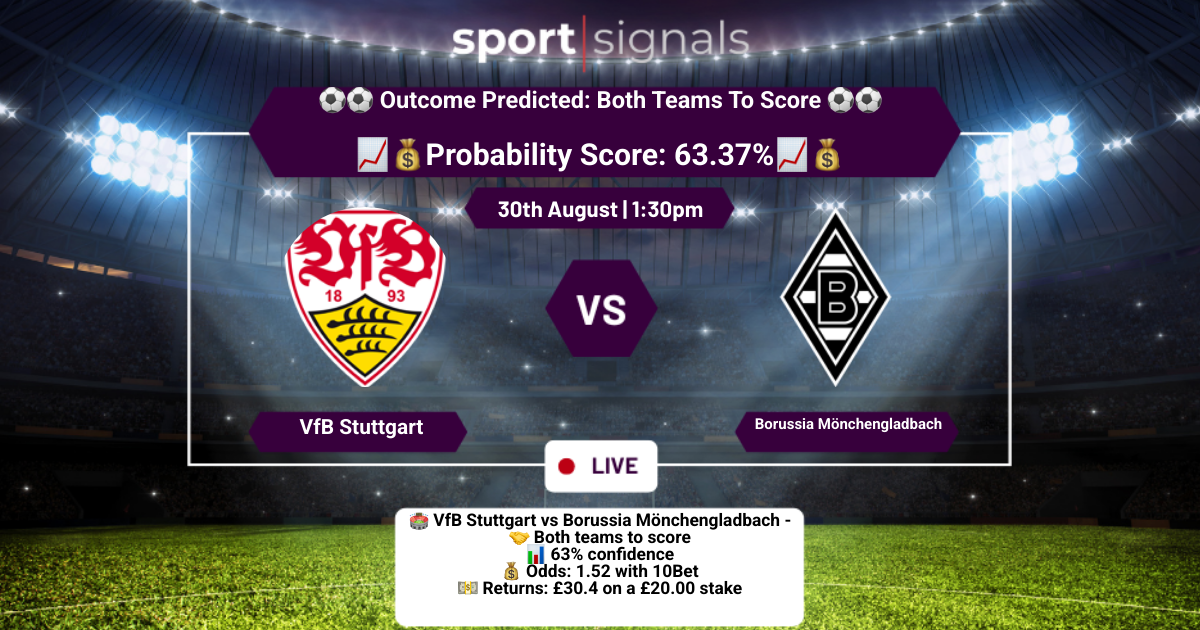 VfB Stuttgart vs Borussia Mönchengladbach
Both Teams To Score