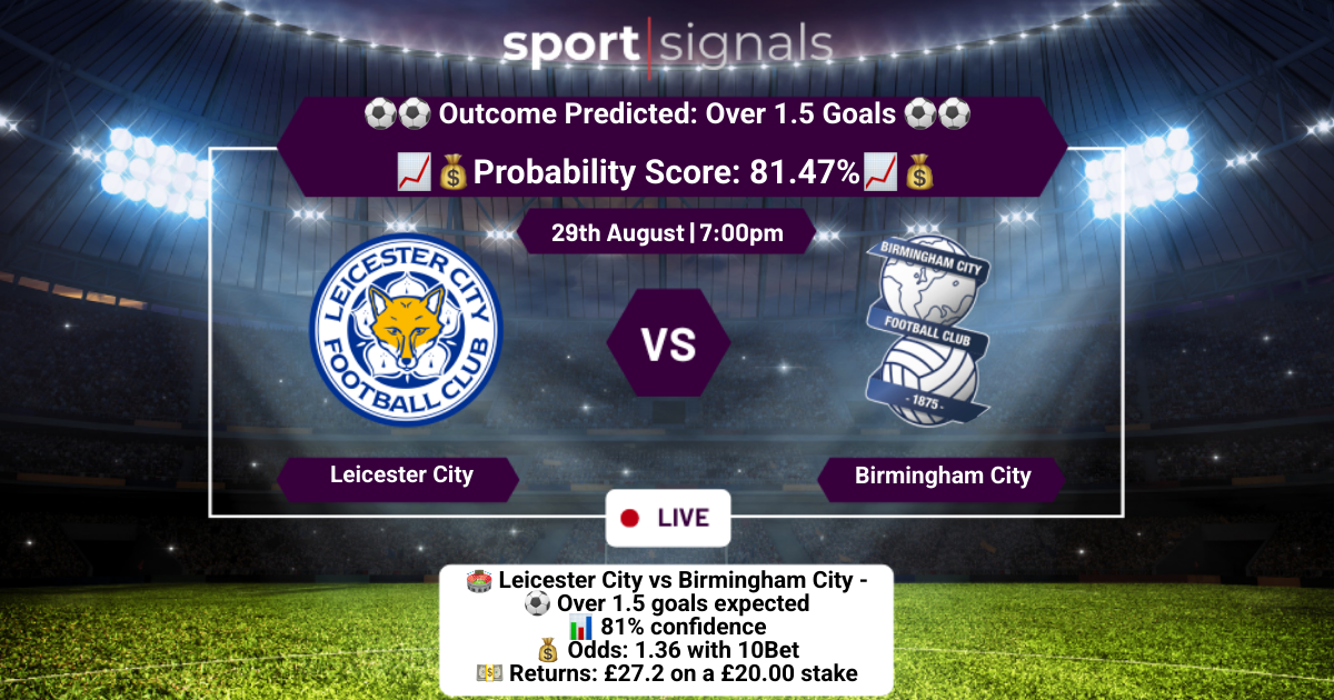 Leicester City vs Birmingham City
Over 1.5 Goals