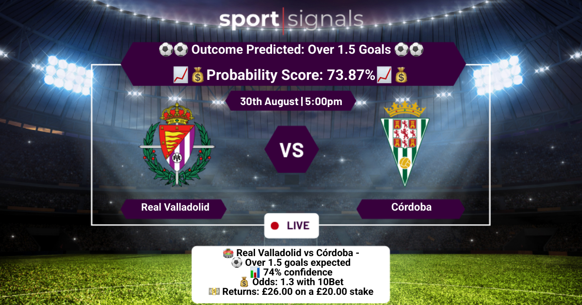 Real Valladolid vs Córdoba
Over 1.5 Goals