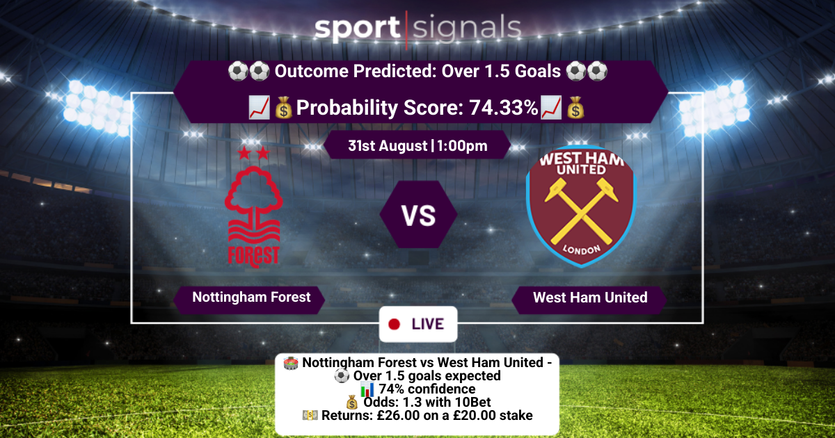 Nottingham Forest vs West Ham United
Over 1.5 Goals