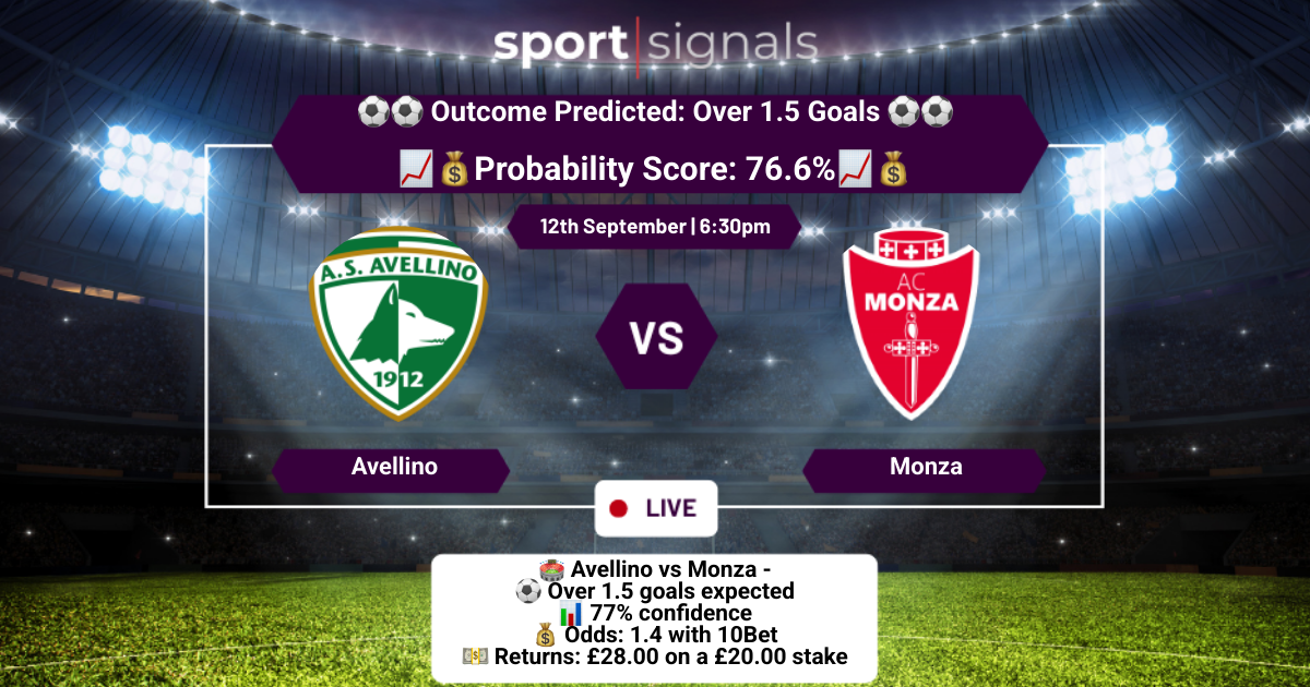Avellino vs Monza
Over 1.5 Goals