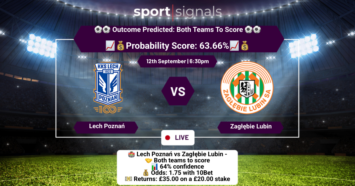 Lech Poznań vs Zagłębie Lubin
Both Teams To Score