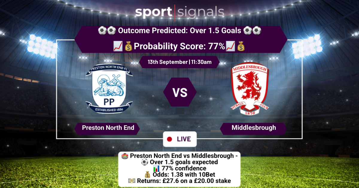 Preston North End vs Middlesbrough
Over 1.5 Goals