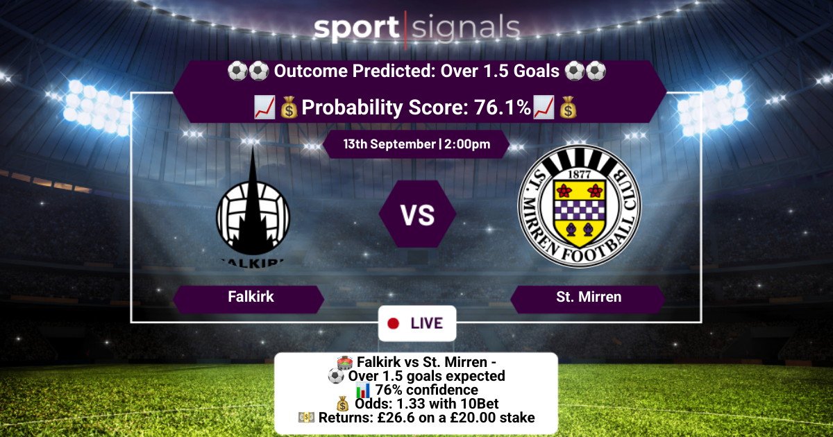 Falkirk vs St. Mirren
Over 1.5 Goals