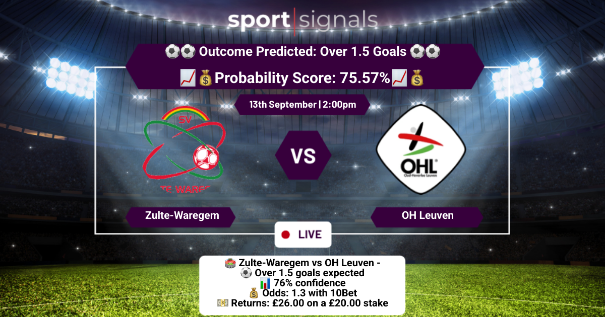 Zulte-Waregem vs OH Leuven
Over 1.5 Goals