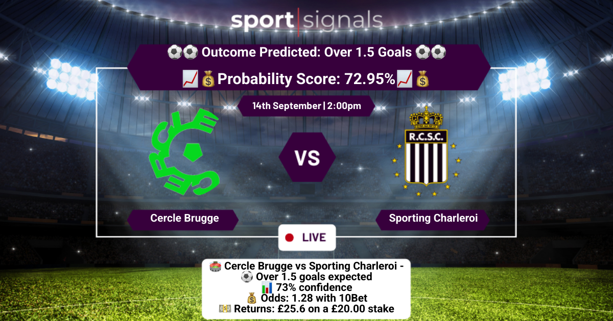 Cercle Brugge vs Sporting Charleroi
Over 1.5 Goals