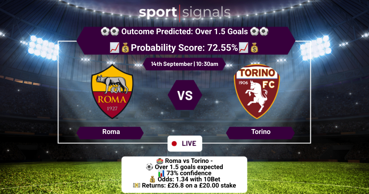 Roma vs Torino
Over 1.5 Goals