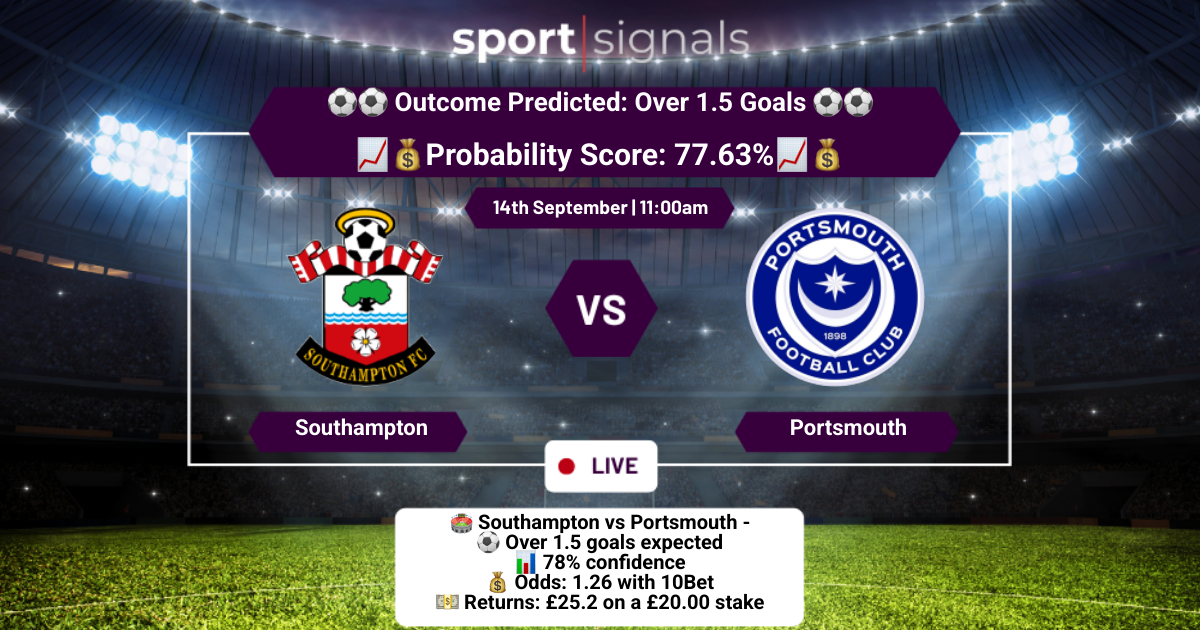 Southampton vs Portsmouth
Over 1.5 Goals