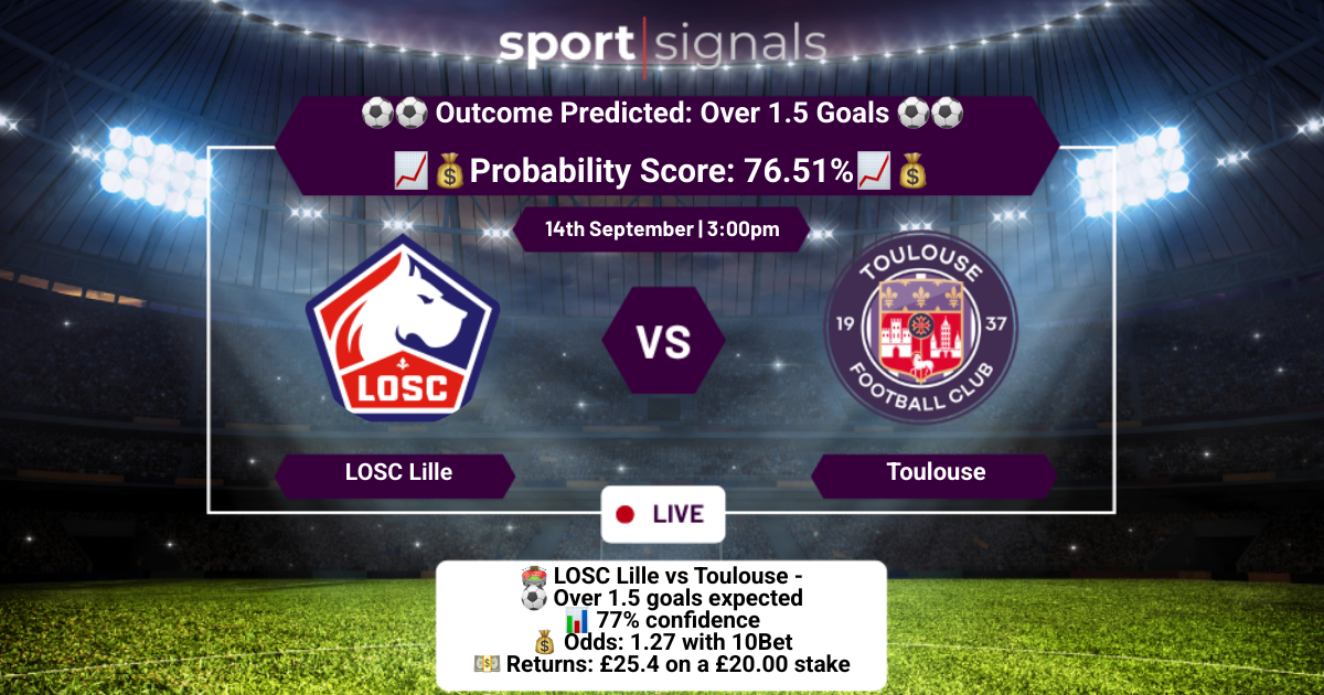 LOSC Lille vs Toulouse
Over 1.5 Goals