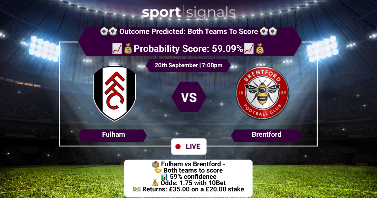 Fulham vs Brentford
Both Teams To Score
