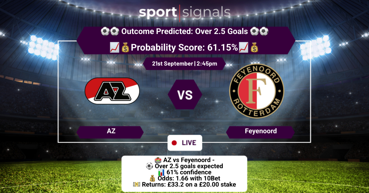 AZ vs Feyenoord
Over 2.5 Goals