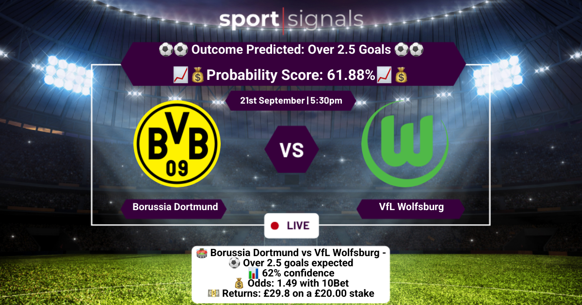 Borussia Dortmund vs VfL Wolfsburg
Over 2.5 Goals