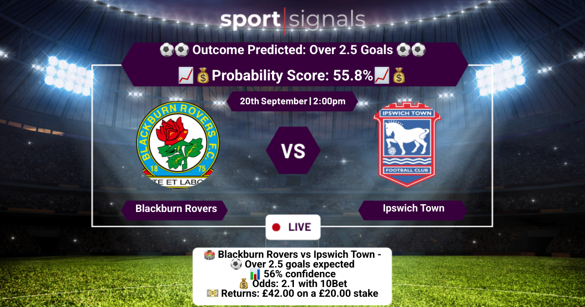 Blackburn Rovers vs Ipswich Town
Over 2.5 Goals