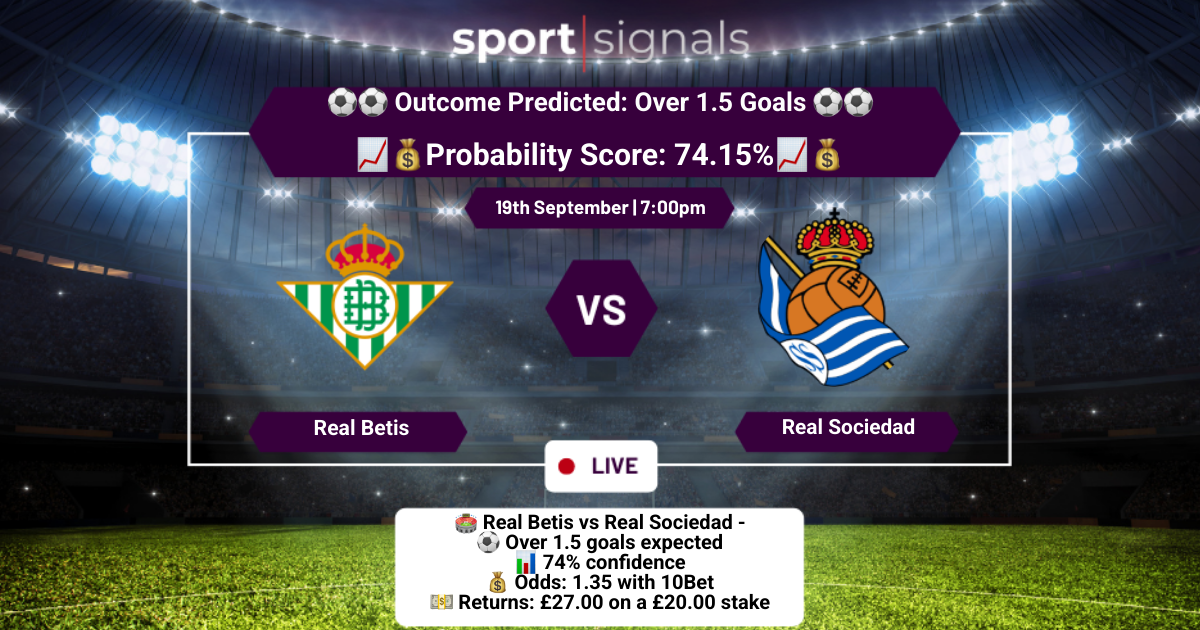 Real Betis vs Real Sociedad
Over 1.5 Goals