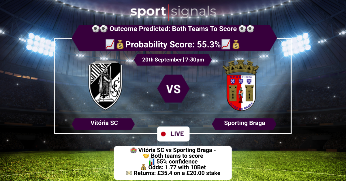 Vitória SC vs Sporting Braga
Both Teams To Score