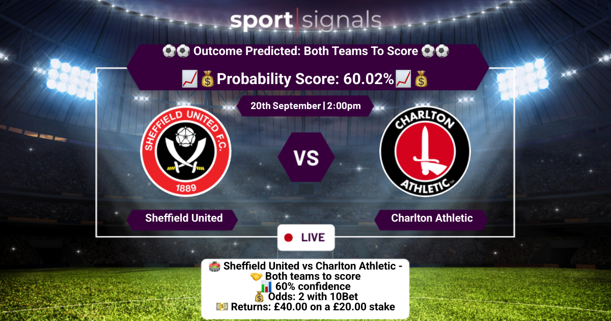 Sheffield United vs Charlton Athletic
Both Teams To Score