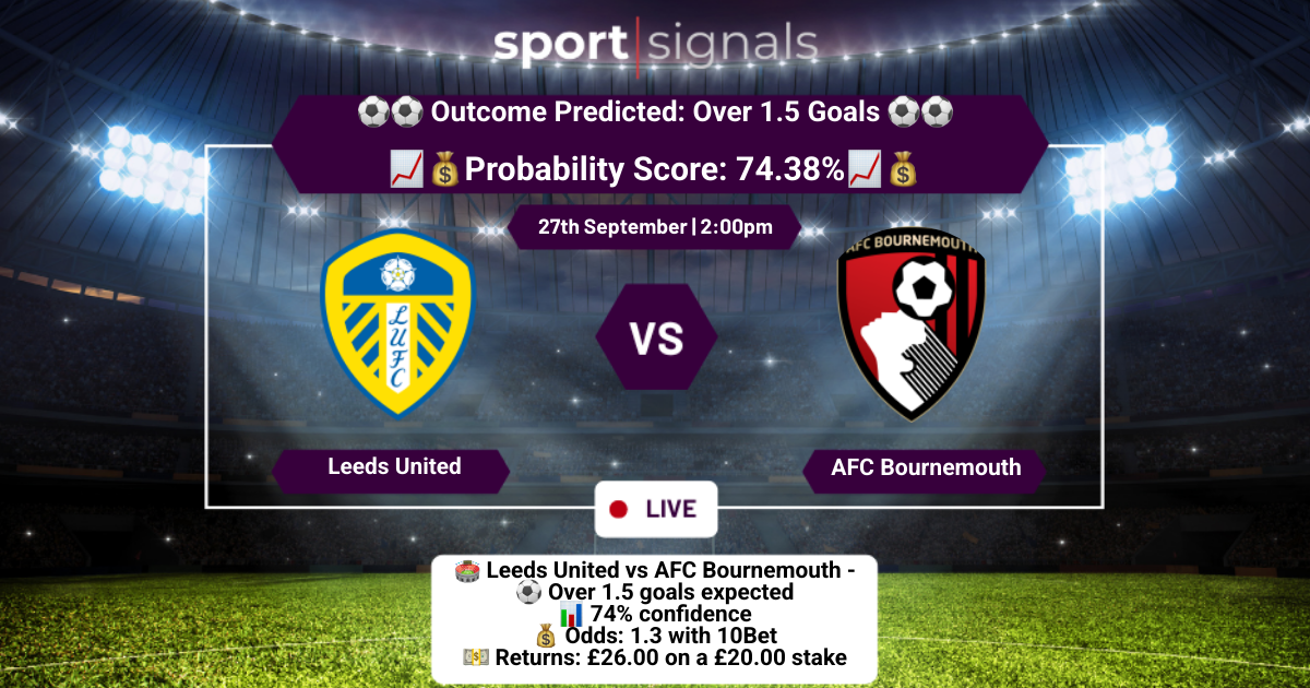 Leeds United vs AFC Bournemouth
Over 1.5 Goals