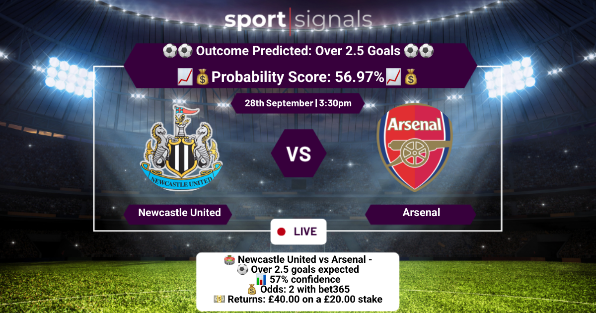 Newcastle United vs Arsenal
Over 2.5 Goals