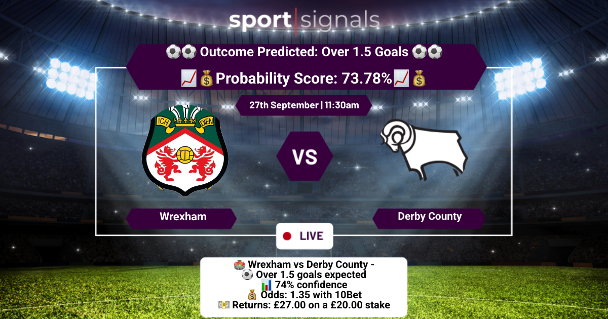 Wrexham vs Derby County
Over 1.5 Goals