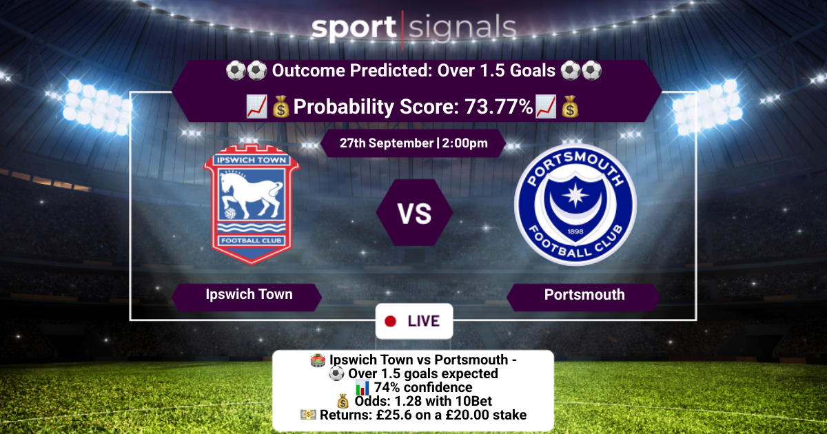 Ipswich Town vs Portsmouth
Over 1.5 Goals