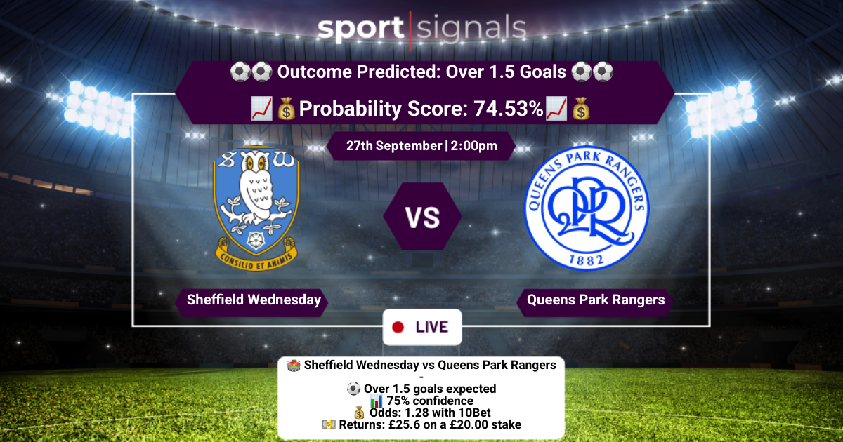 Sheffield Wednesday vs Queens Park Rangers
Over 1.5 Goals