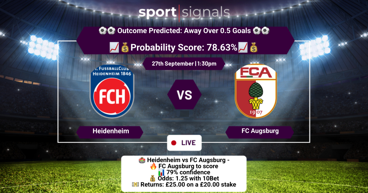 Heidenheim vs FC Augsburg
Away Over 0.5 Goals