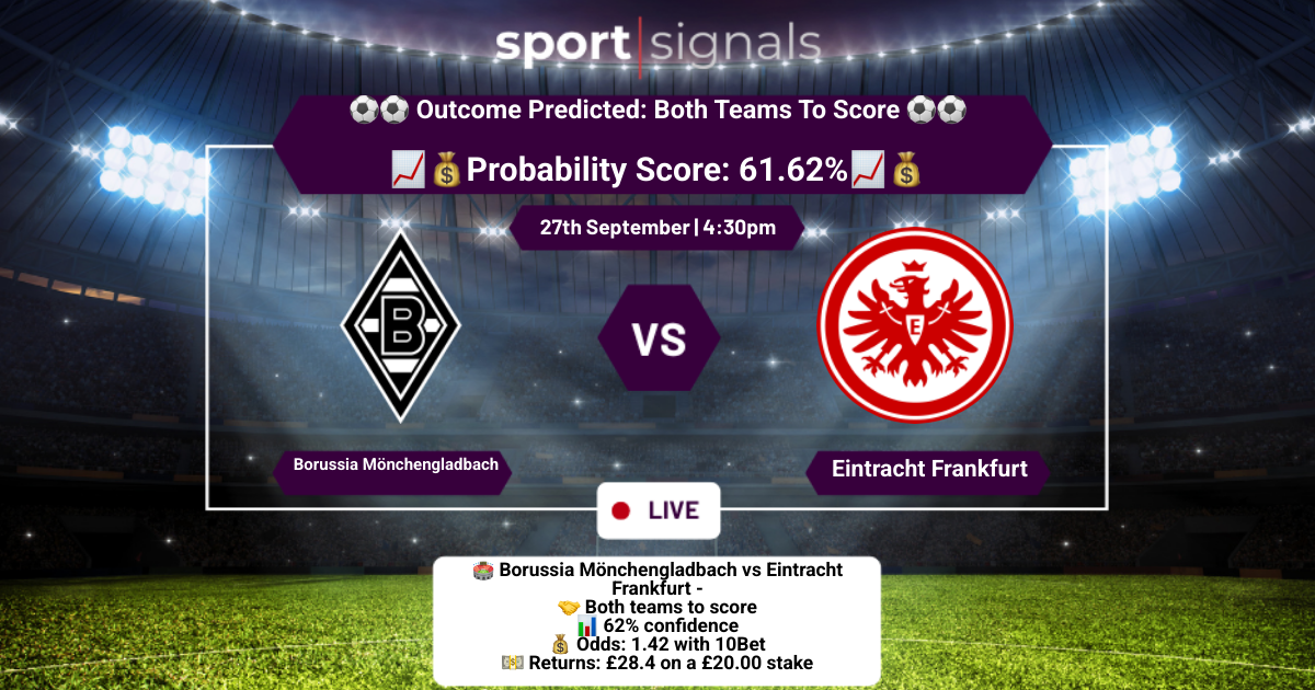 Borussia Mönchengladbach vs Eintracht Frankfurt
Both Teams To Score
