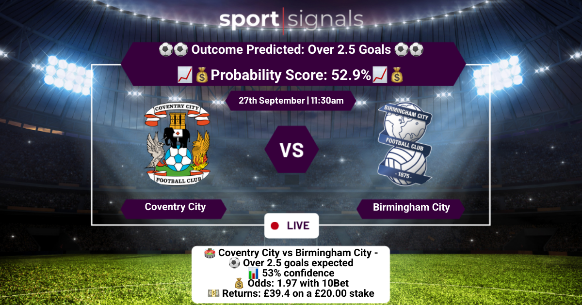 Coventry City vs Birmingham City
Over 2.5 Goals