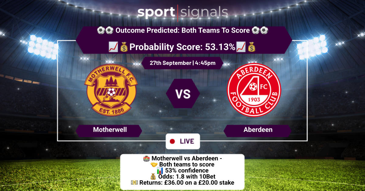 Motherwell vs Aberdeen
Both Teams To Score