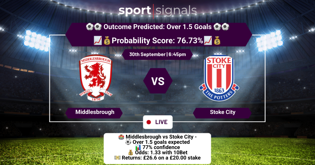 Middlesbrough vs Stoke City
Over 1.5 Goals