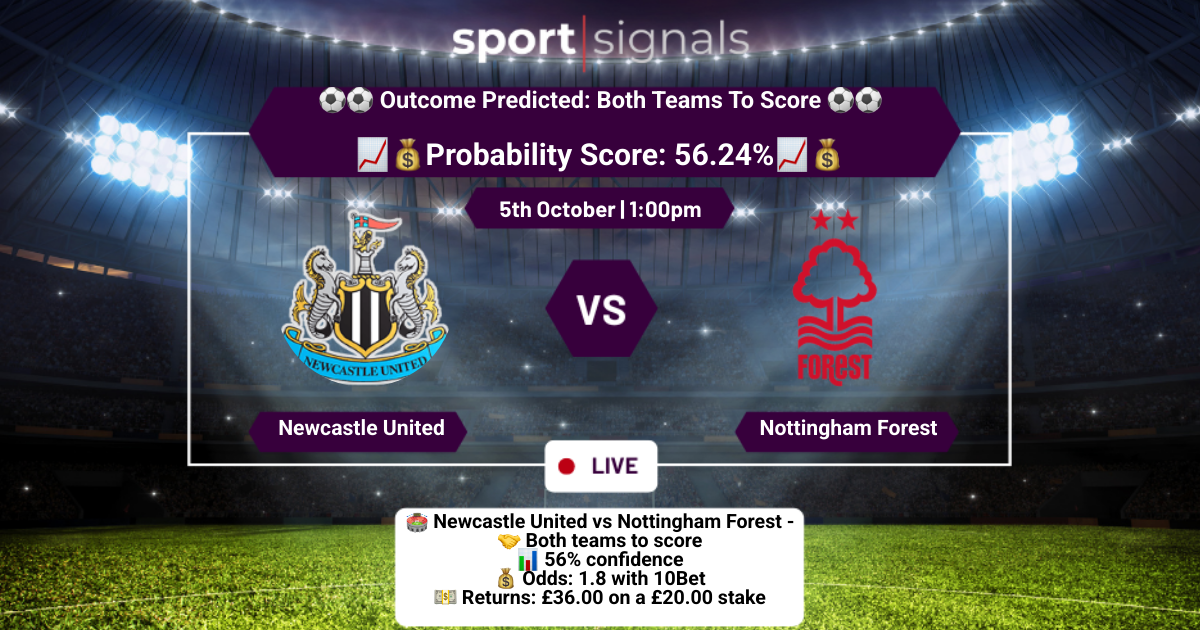 Newcastle United vs Nottingham Forest
Both Teams To Score