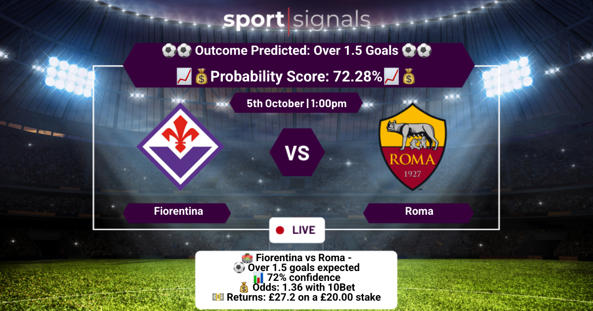 Fiorentina vs Roma
Over 1.5 Goals