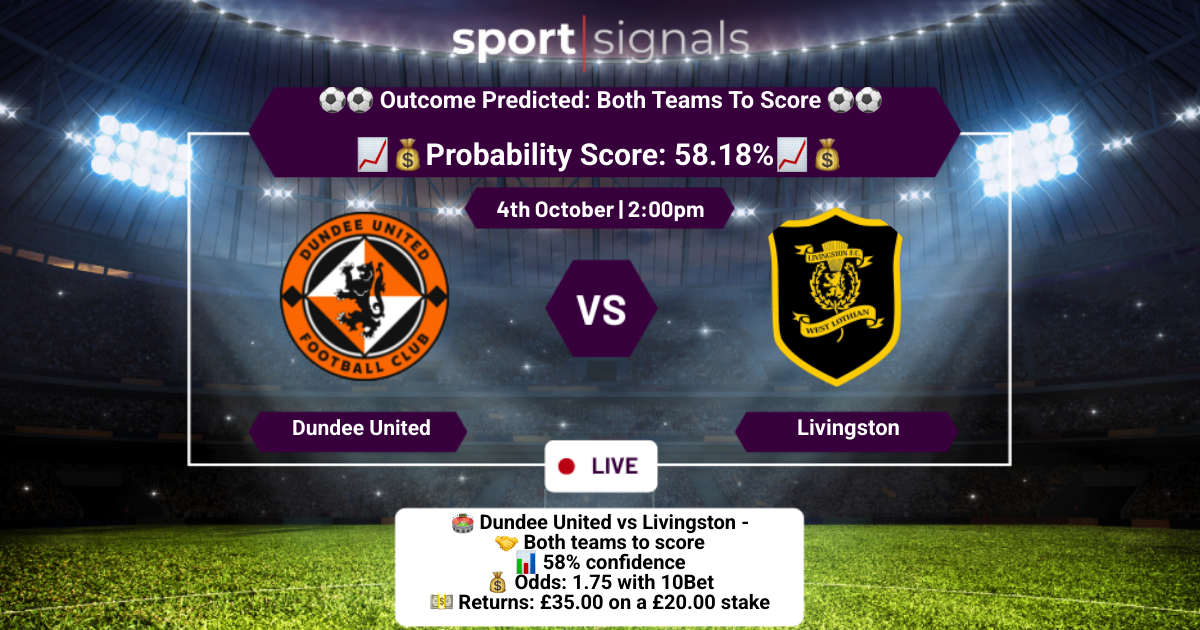 Dundee United vs Livingston
Both Teams To Score