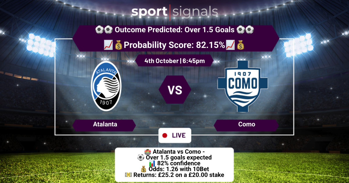 Atalanta vs Como
Over 1.5 Goals