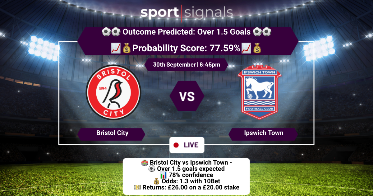 Bristol City vs Ipswich Town
Over 1.5 Goals